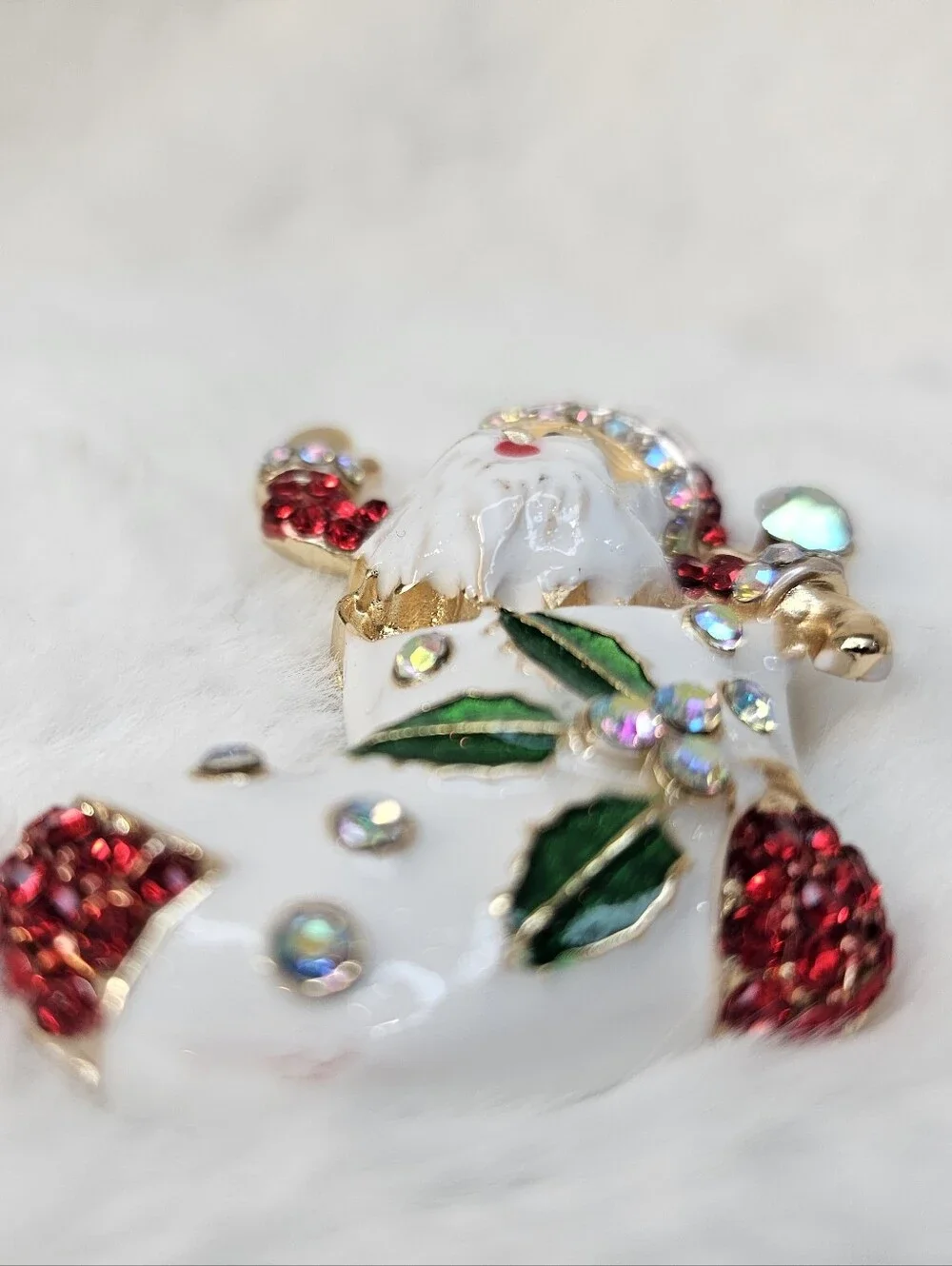 Festive Santa in Stocking Brooch - Red, White, Green